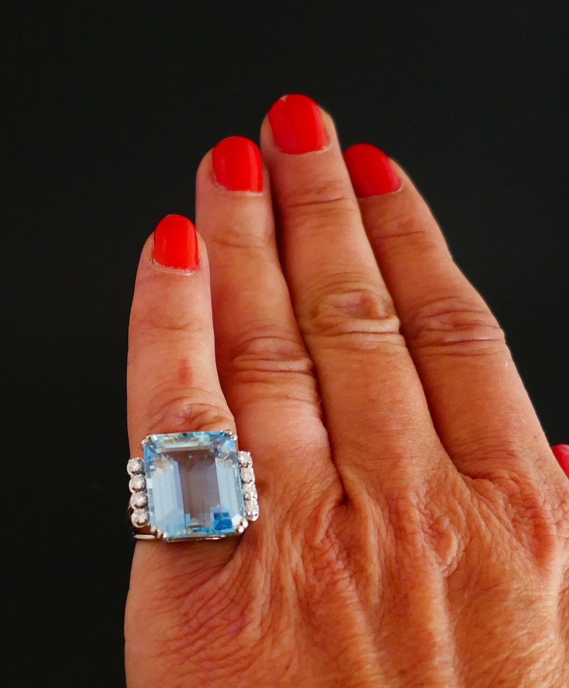 Bague Art Déco Aigue Marine certifiée, Diamants