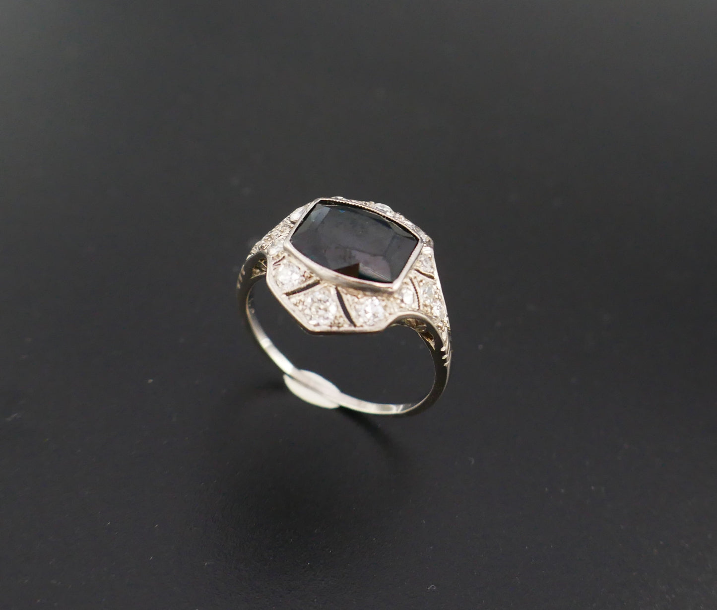 Bague Saphir et Diamants, Monture Platine