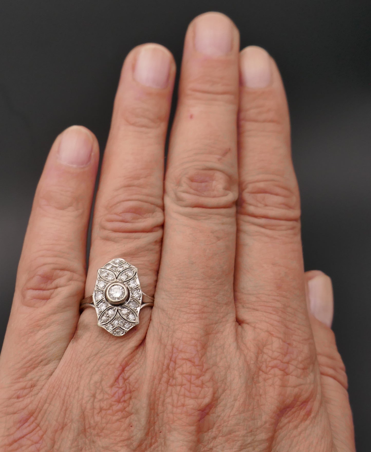 Bague Diamants, Art Déco, Or Blanc 18 Carats.
