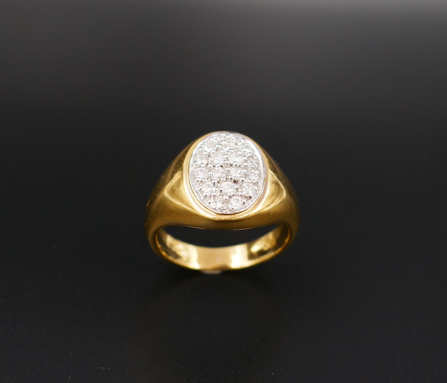 Bague Chevalière Diamants, Or Jaune 18 Carats