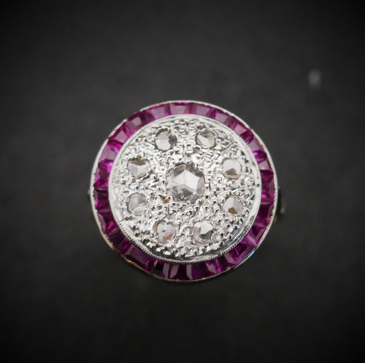Bague Art Déco Rubis Et Diamants