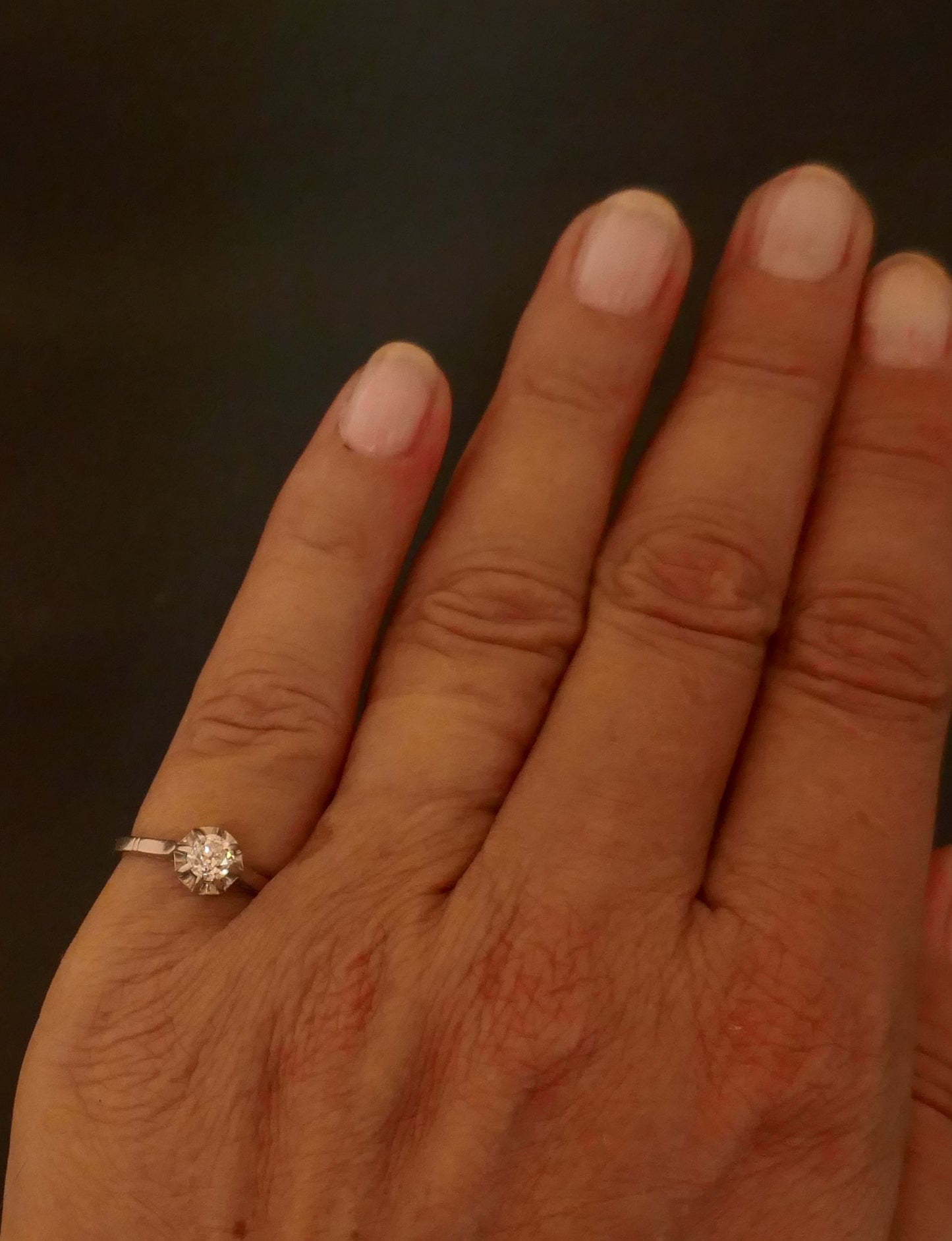 Bague Solitaire Diamant 0,40 Carat, Monture En Platine.