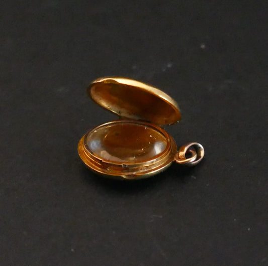 Pendentif Ouvrant, Verre à l'Intérieur, Or 18 Carats