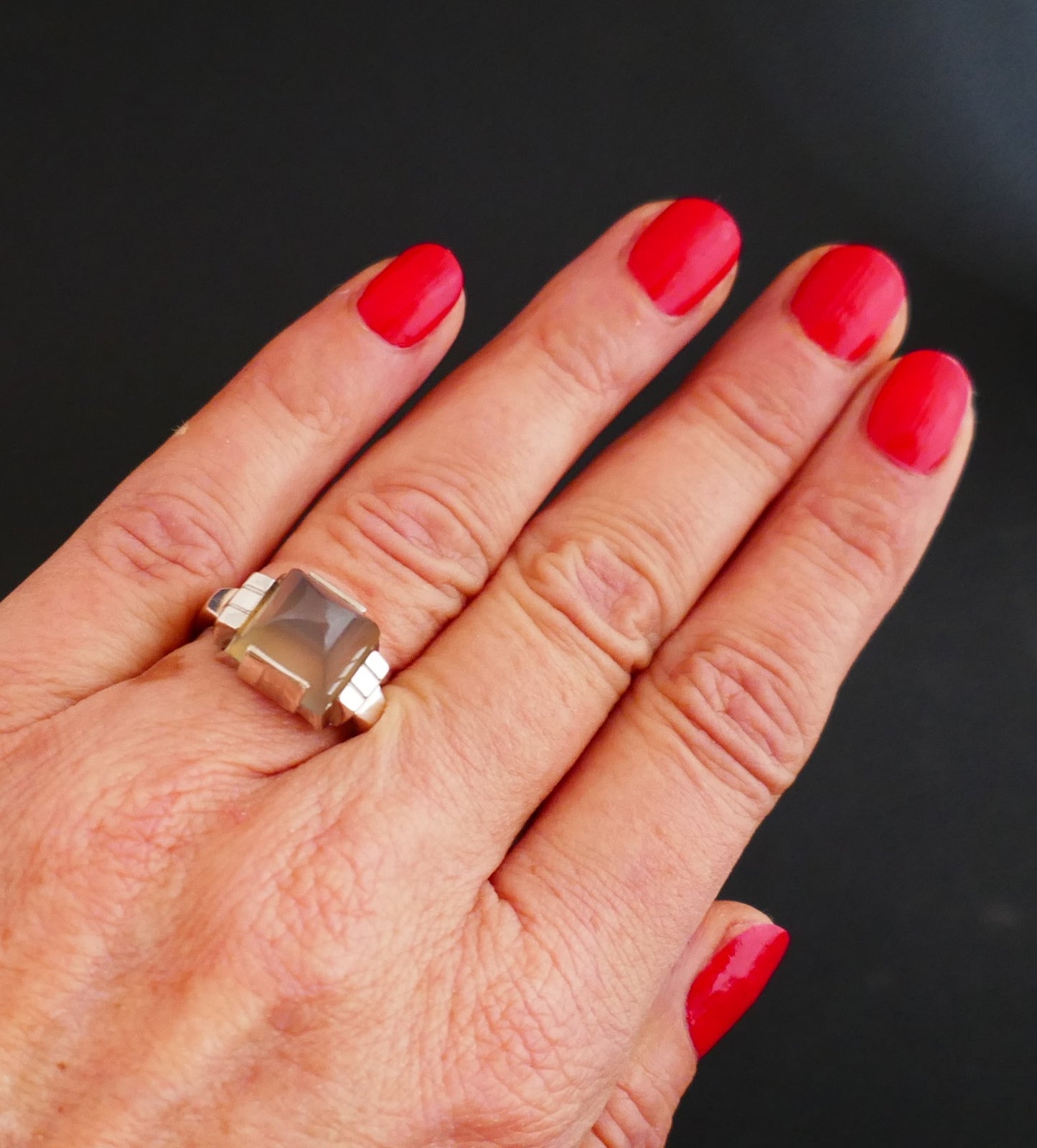 Bague art déco En Argent Ornée d'Une Pierre