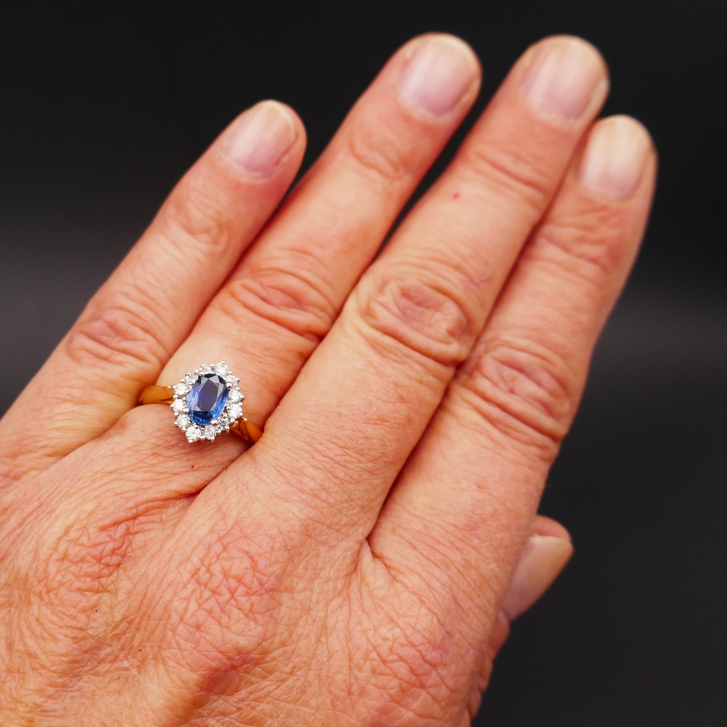 Bague Saphir Et Diamants, Or Jaune Et Or Blanc 18 Carats