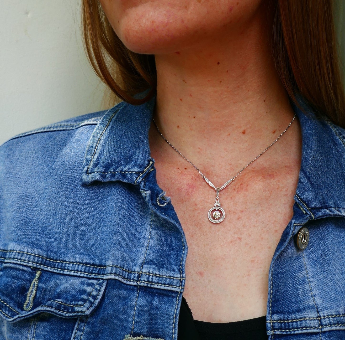 Collier Pendentif Art Déco Diamants