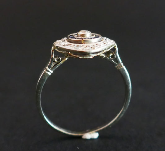 Bague Art Déco Diamants Et Saphirs Calibrés