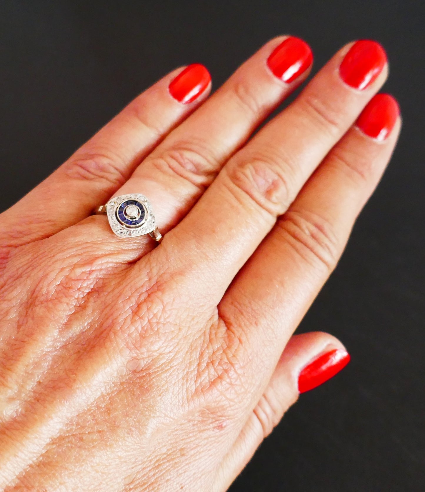 Bague Art Déco Diamants Et Saphirs Calibrés