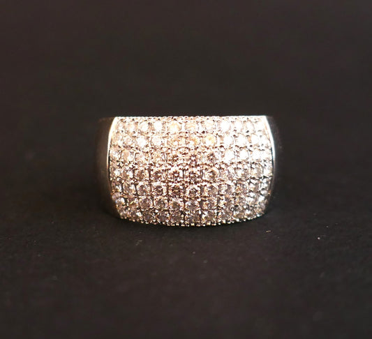 Bague Pavage Diamants, Or Blanc 18 Carats