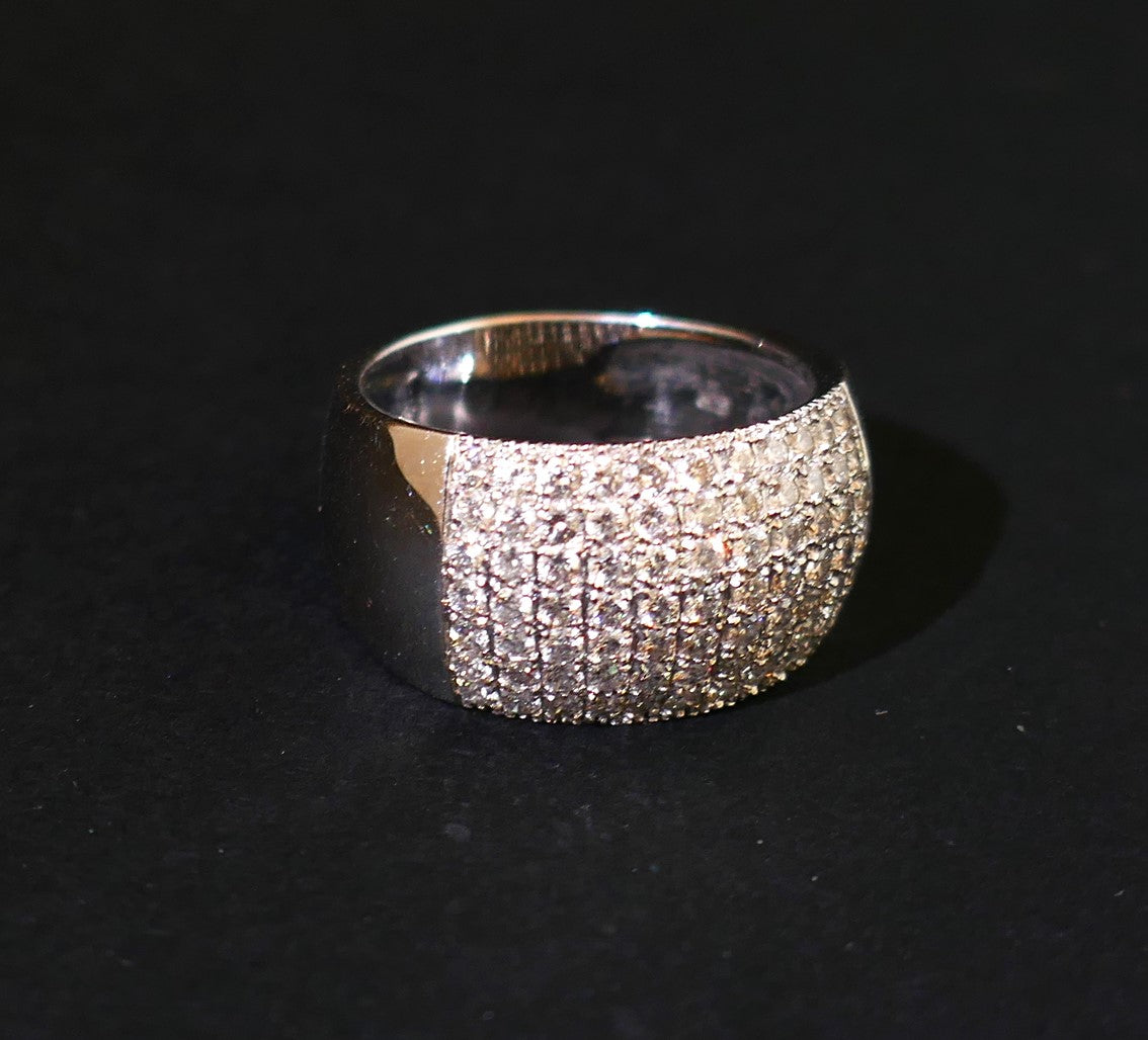Bague Pavage Diamants, Or Blanc 18 Carats