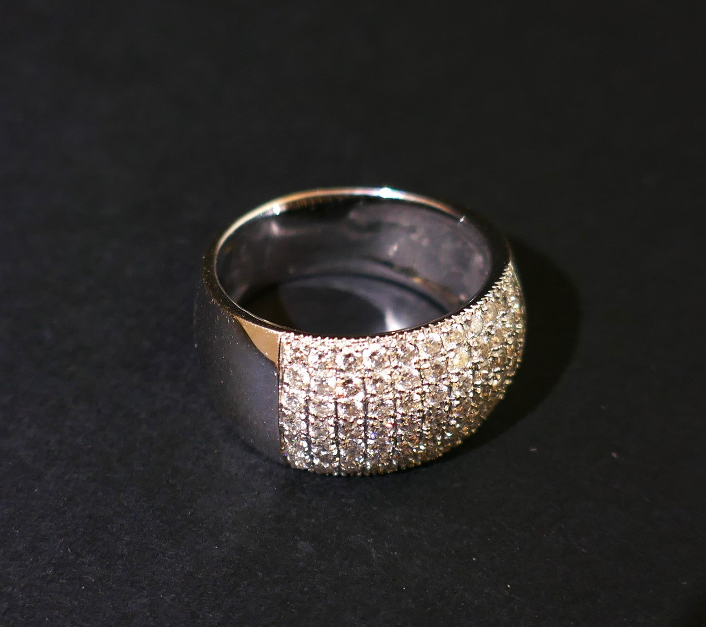 Bague Pavage Diamants, Or Blanc 18 Carats