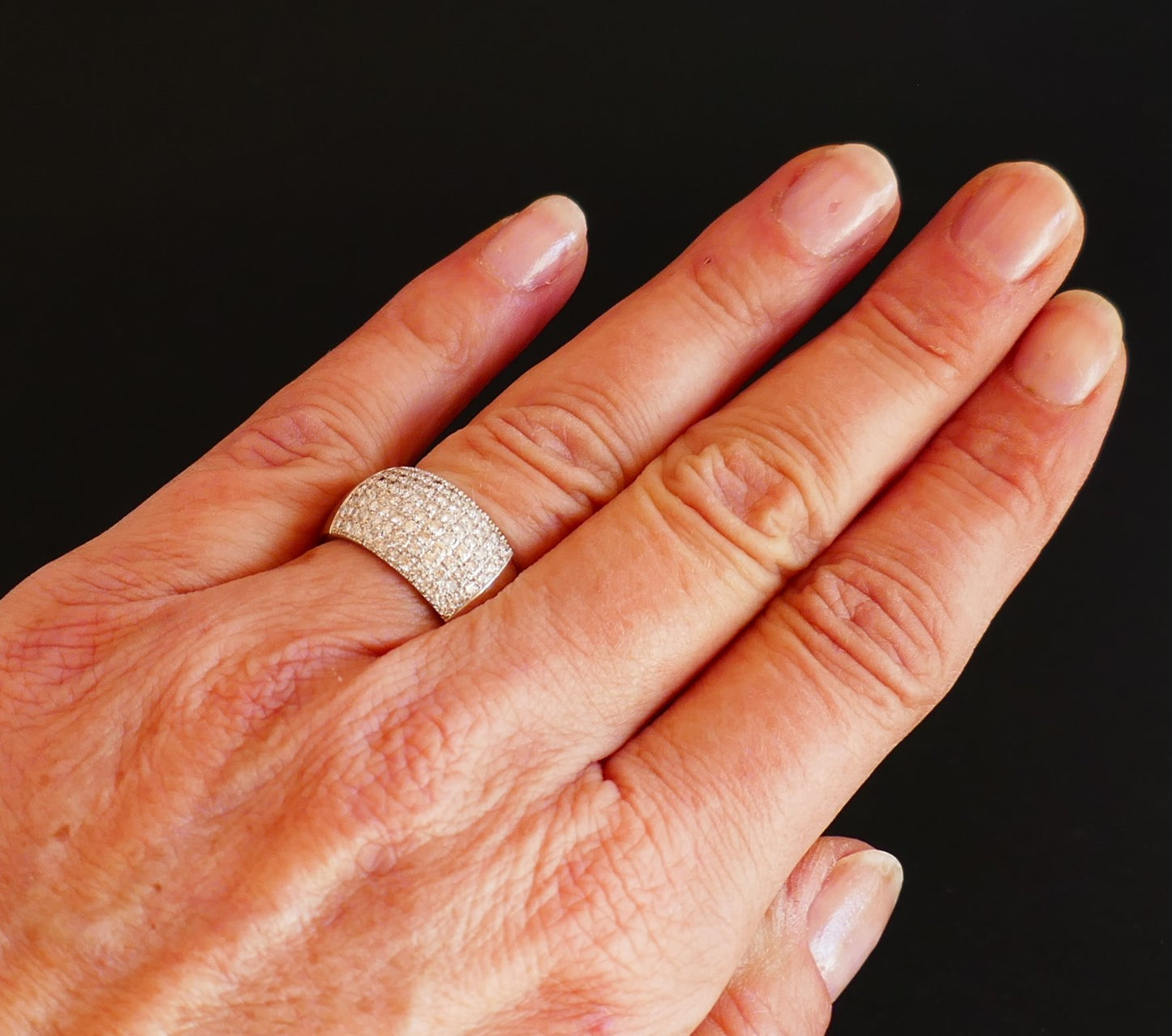 Bague Pavage Diamants, Or Blanc 18 Carats