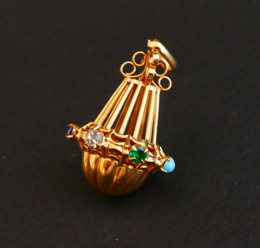 Breloque Pendentif Or 18 Carats Et Pierres Fines