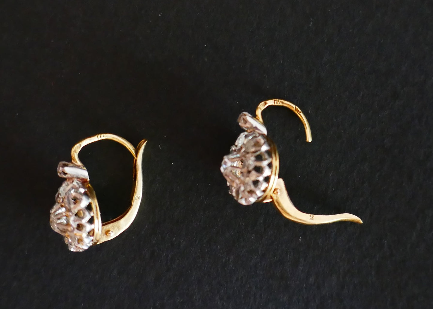 Boucles d'Oreilles Dormeuses Diamants Taille Rose