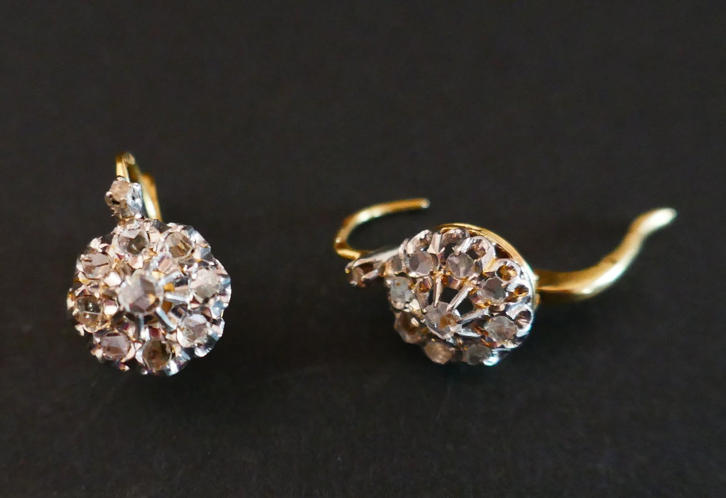 Boucles d'Oreilles Dormeuses Diamants Taille Rose