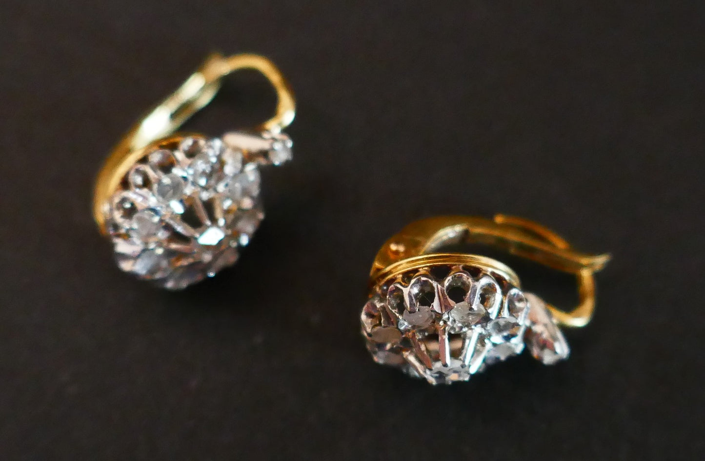 Boucles d'Oreilles Dormeuses Diamants Taille Rose