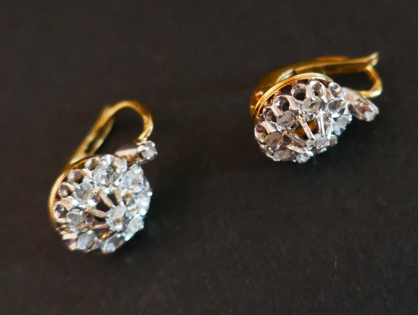 Boucles d'Oreilles Dormeuses Diamants Taille Rose