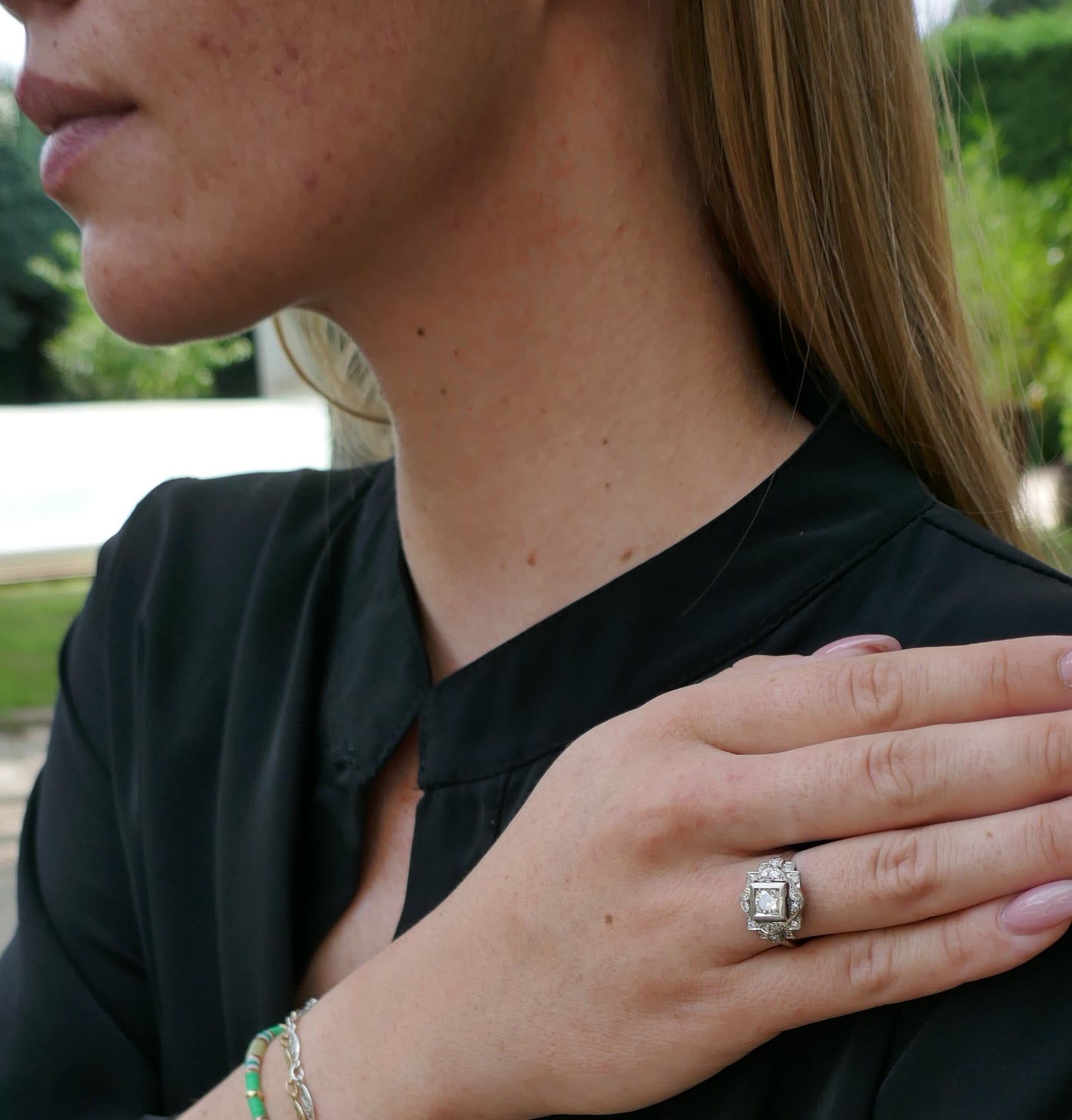 Bague Art Déco Diamants, Monture En Platine