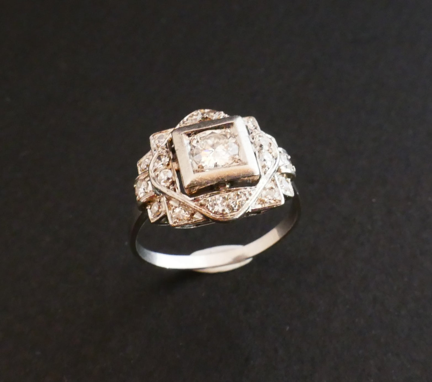 Bague Art Déco Diamants, Monture En Platine