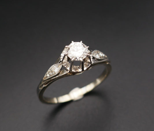 Solitaire diamant, monture or et platine