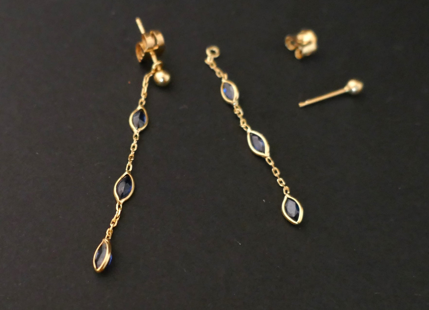 Boucles d'Oreilles Saphirs, Or Jaune 18 Carats