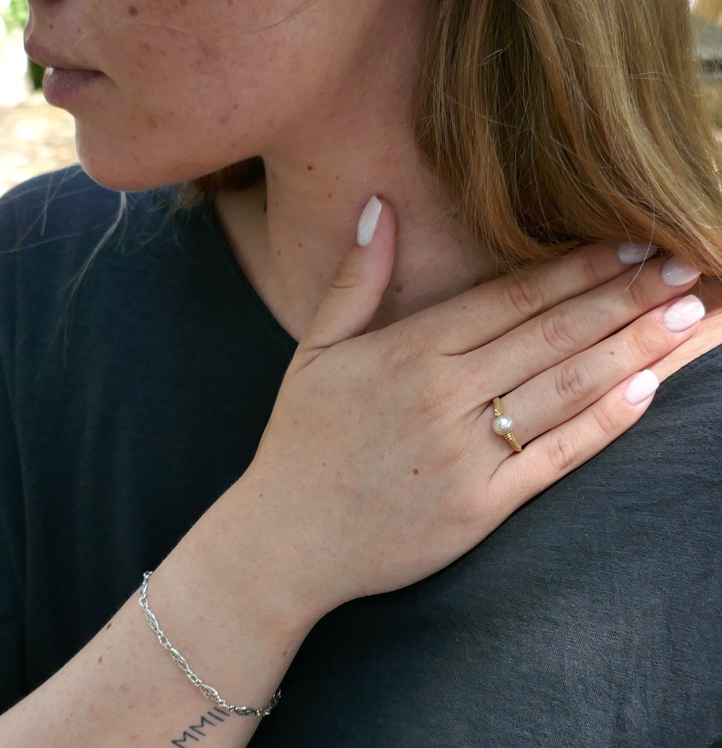 Bague Ornée d'Une Perle De Culture, Or 18 Carats