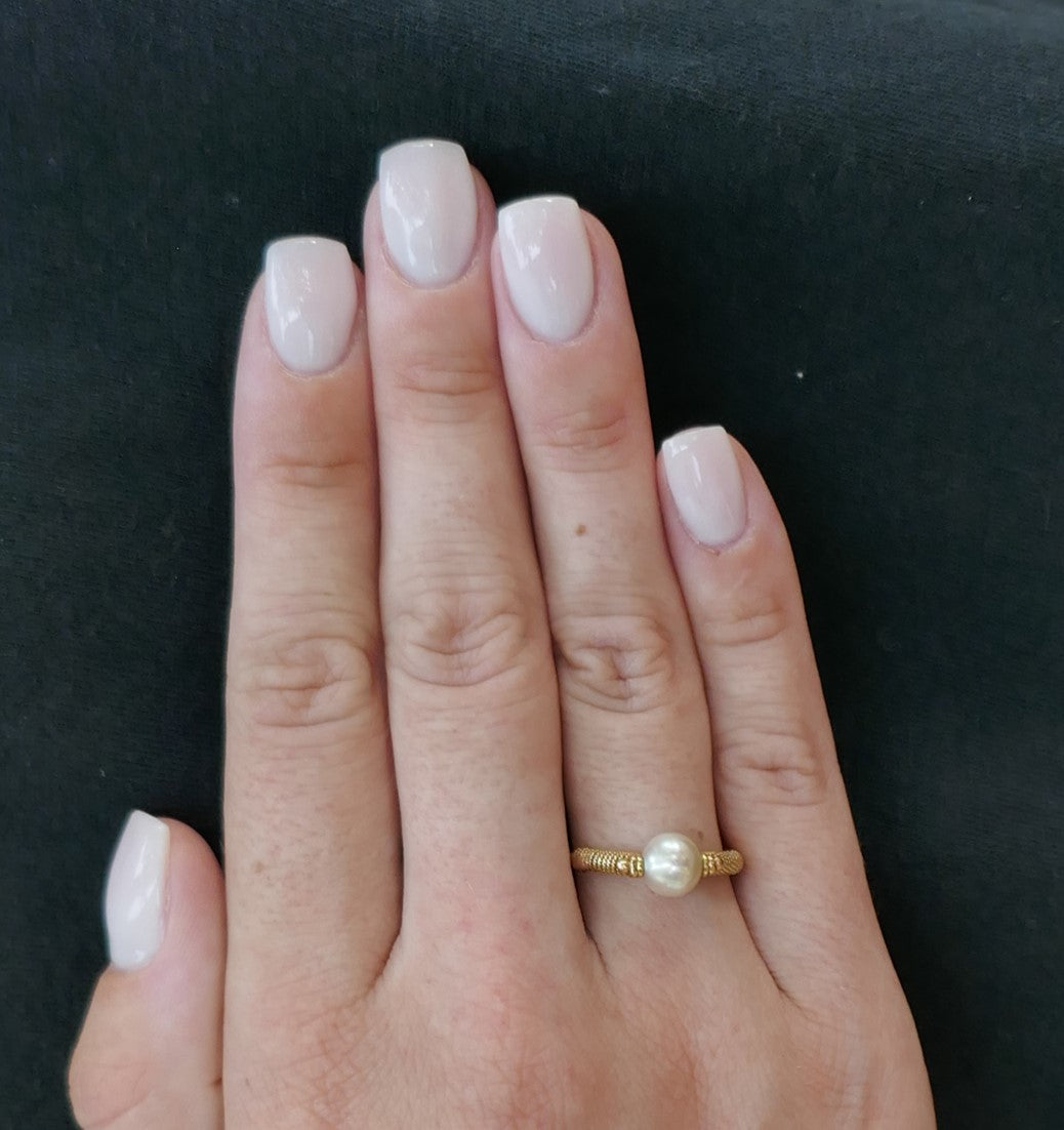Bague Ornée d'Une Perle De Culture, Or 18 Carats