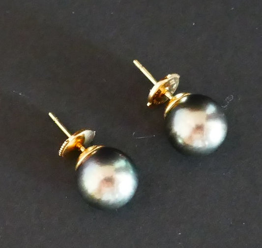 Paire De Boucles d'Oreilles Perles De Tahiti, 9,50 mm