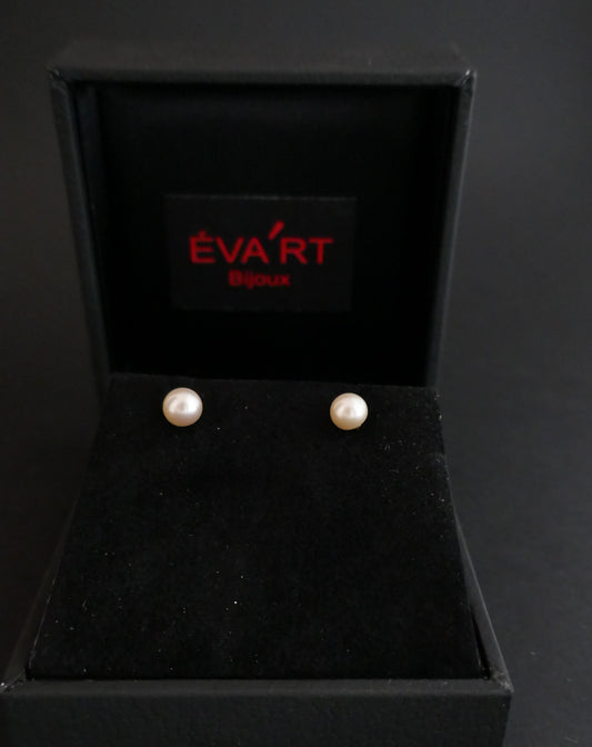 Paire De Boucles d'Oreilles Perles De Culture, 6,90 Mm.