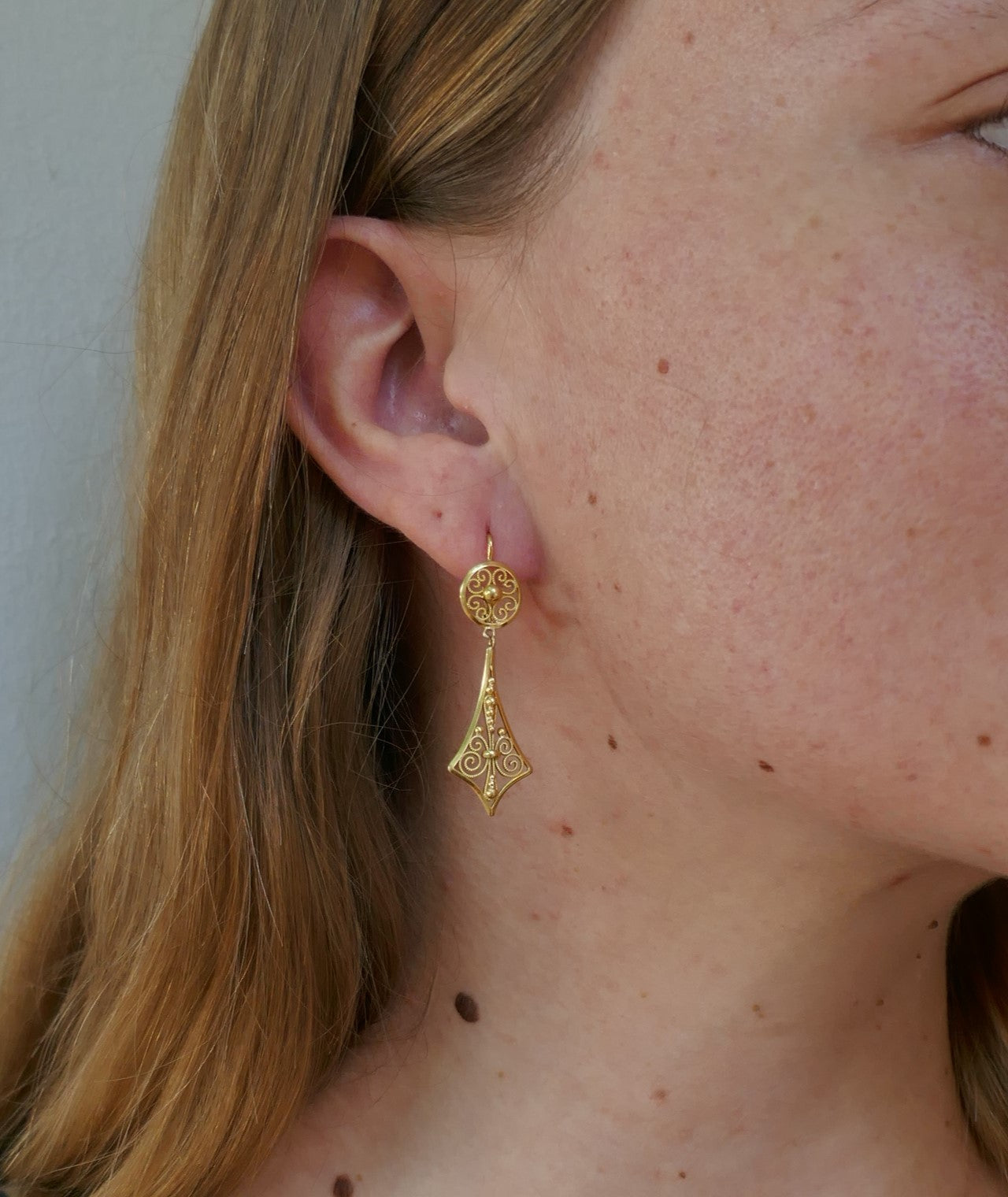 Boucles d'Oreilles Filigrane, Or Jaune 18 Carats