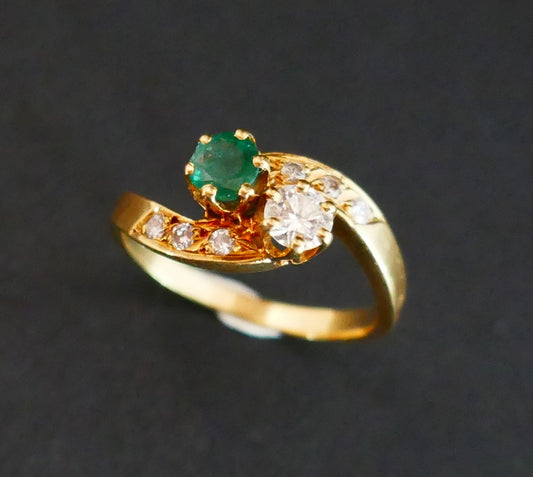 Bague Toi Et Moi émeraude Et Diamants