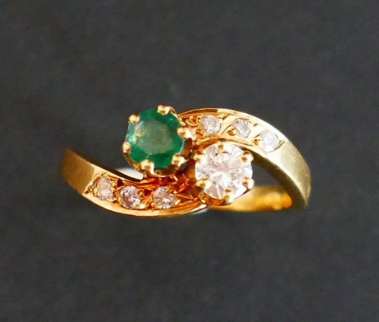 Bague Toi Et Moi émeraude Et Diamants