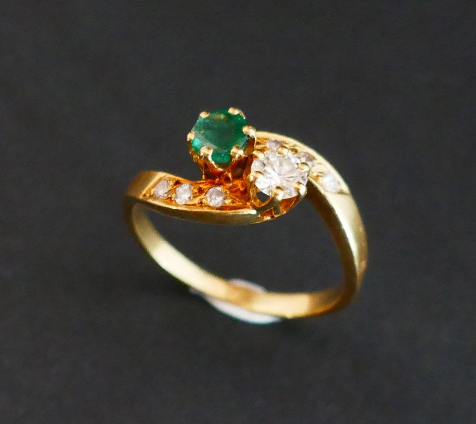 Bague Toi Et Moi émeraude Et Diamants