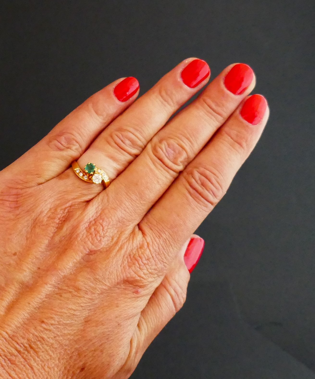 Bague Toi Et Moi émeraude Et Diamants