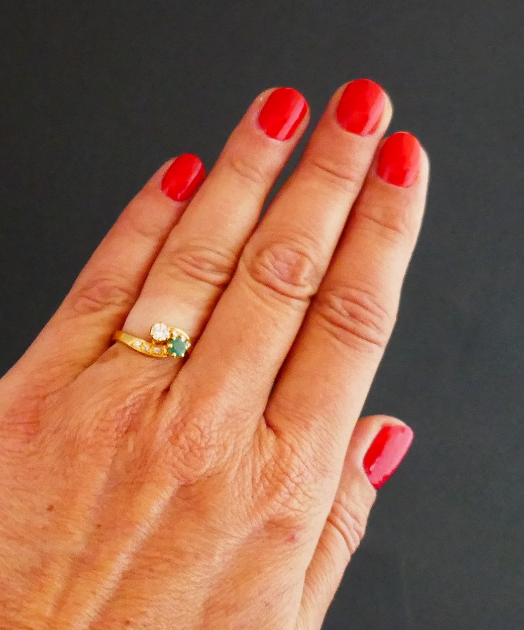 Bague Toi Et Moi émeraude Et Diamants