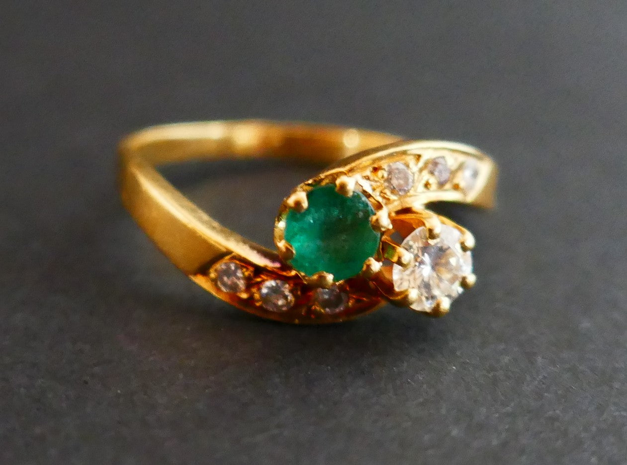 Bague Toi Et Moi émeraude Et Diamants
