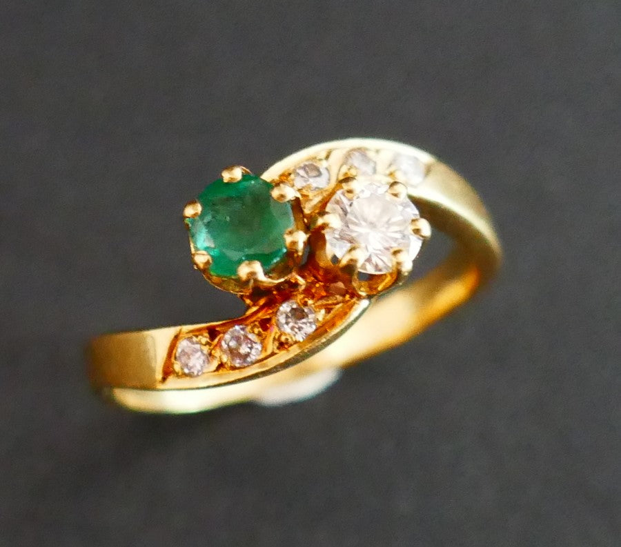 Bague Toi Et Moi émeraude Et Diamants