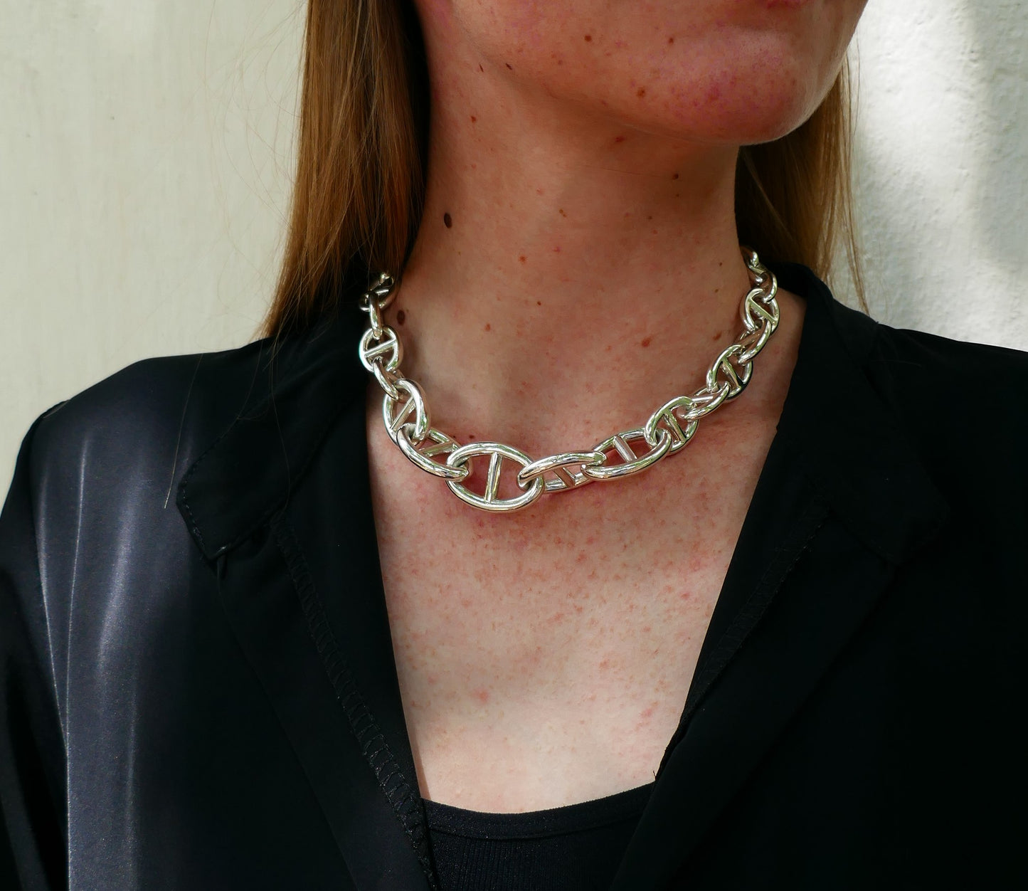 Collier Argent Maille Marine, 168 grammes.