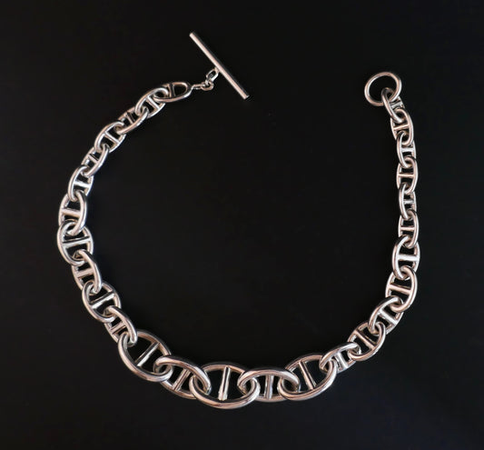 Collier Argent Maille Marine, 168 grammes.