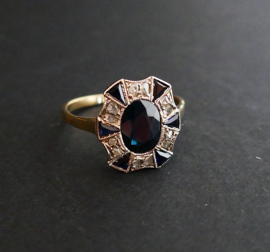 Bague Art Déco Saphir Et Diamants