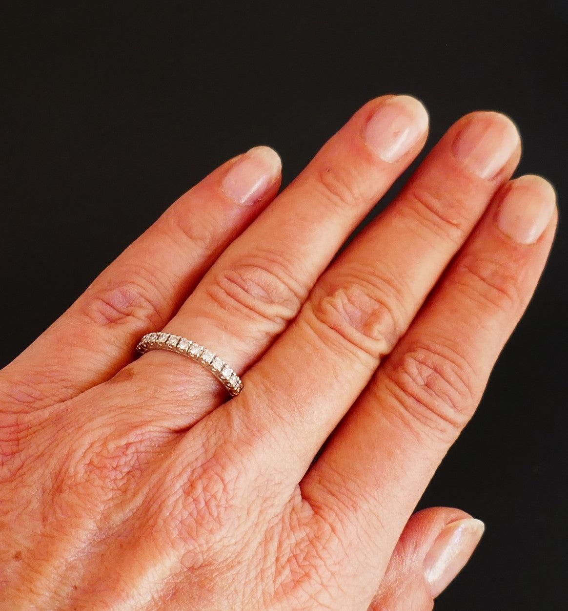 Demi Alliance Diamants, Or Blanc 18 Carats