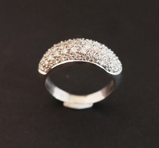 Bague Pavage Diamants, Or Blanc 18 Carats