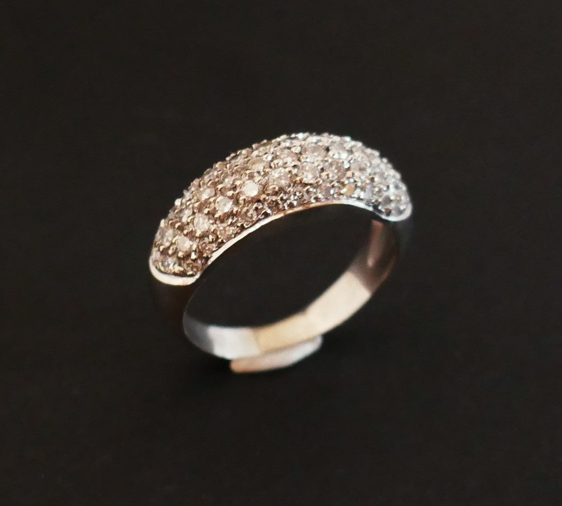 Bague Pavage Diamants, Or Blanc 18 Carats