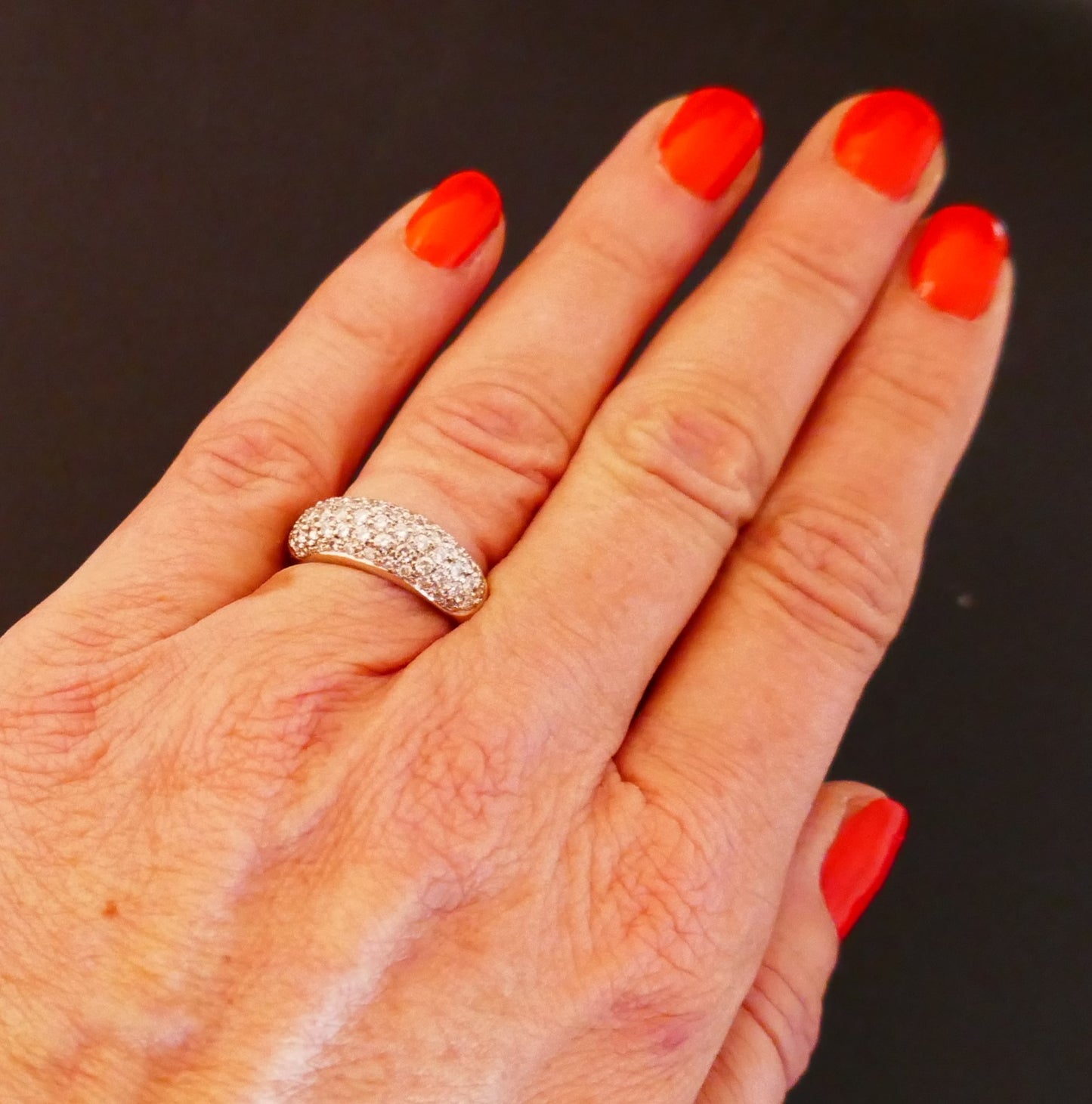 Bague Pavage Diamants, Or Blanc 18 Carats