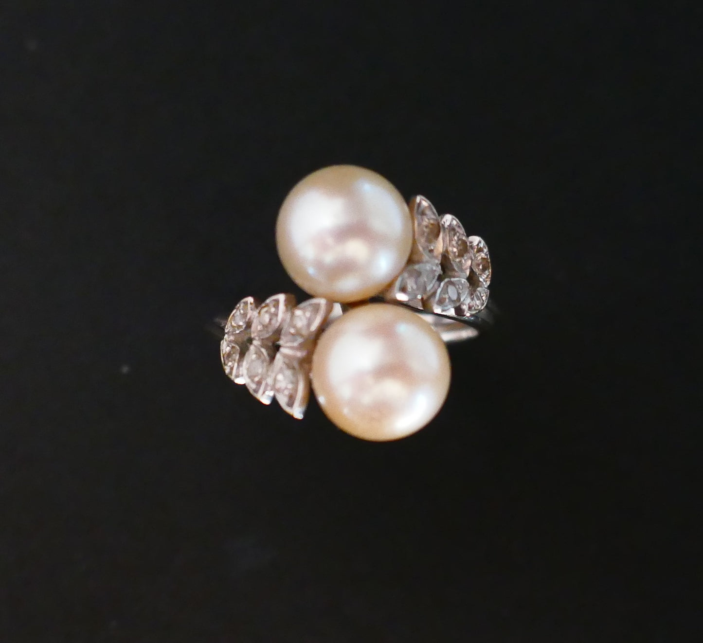 Bague Perles Et Diamants, Or 18 Carats