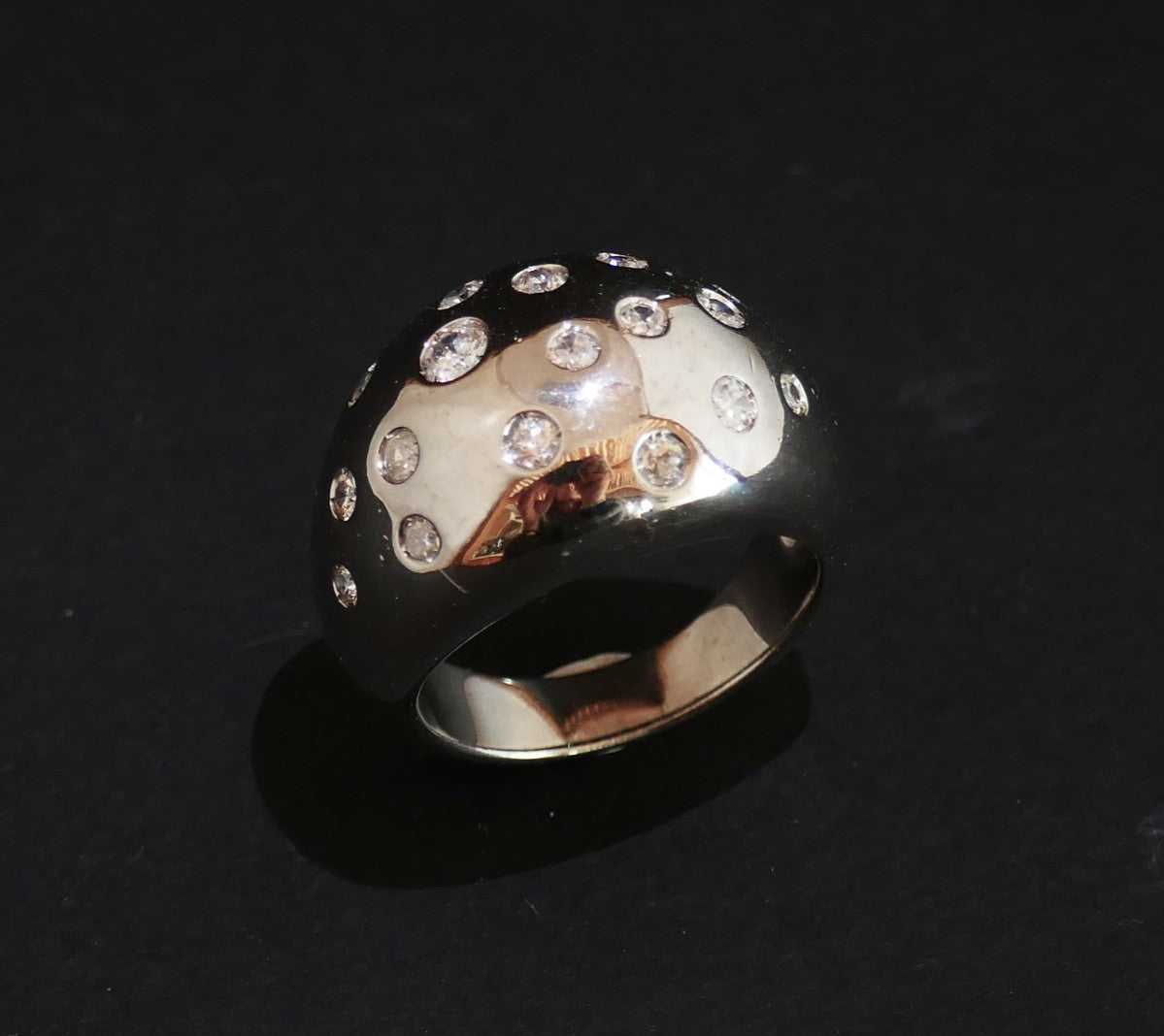 Bague Boule Diamants, Or Blanc 18 Carats