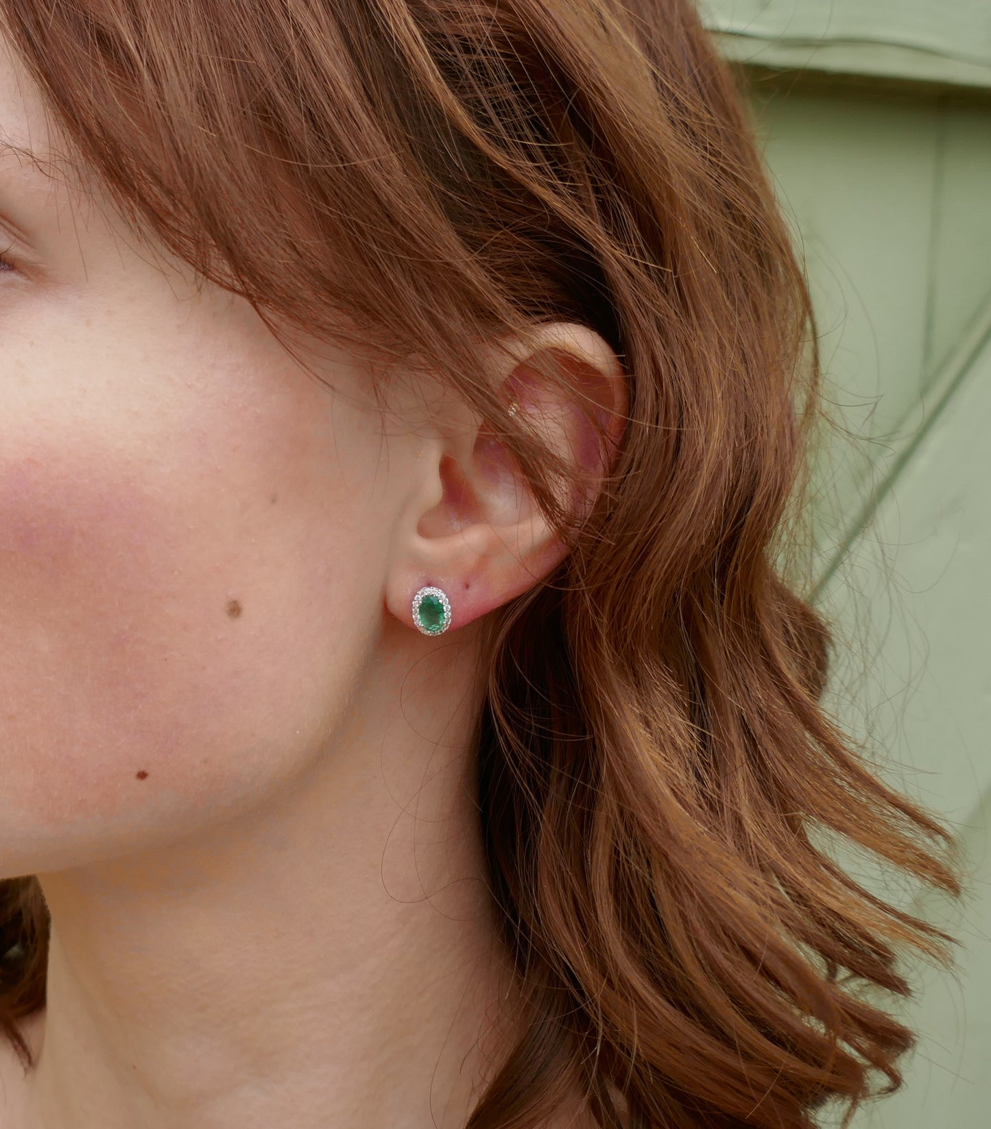 Boucles d'Oreilles émeraude Et Diamants, Or Blanc 18 Carats
