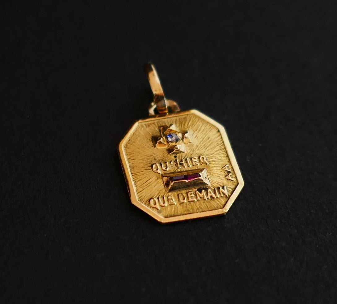 Augis Médaille d'Amour Diamant Et Rubis, Or 18 Carats