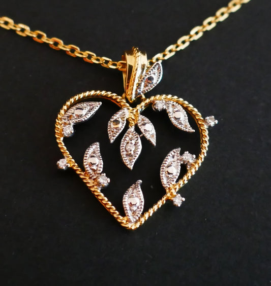 Pendentif Cœur Et Diamants, Chaîne Or 18 Carats