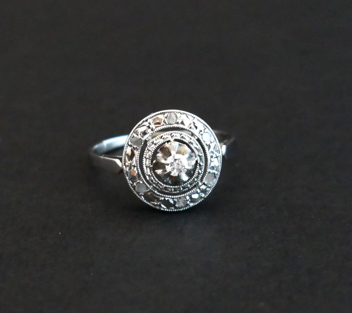 Bague Or 18 Carats Et Platine Diamants